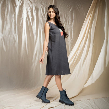 Jade Black Square Symphony Sleeveless Dress | Verified Sustainable by Brown Living™