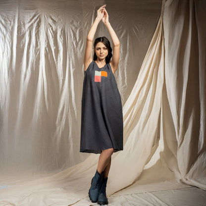 Jade Black Square Symphony Sleeveless Dress | Verified Sustainable by Brown Living™