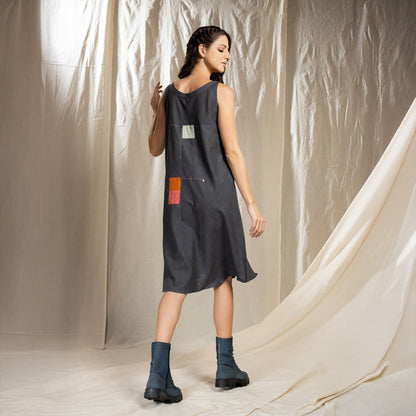 Jade Black Square Symphony Sleeveless Dress | Verified Sustainable by Brown Living™