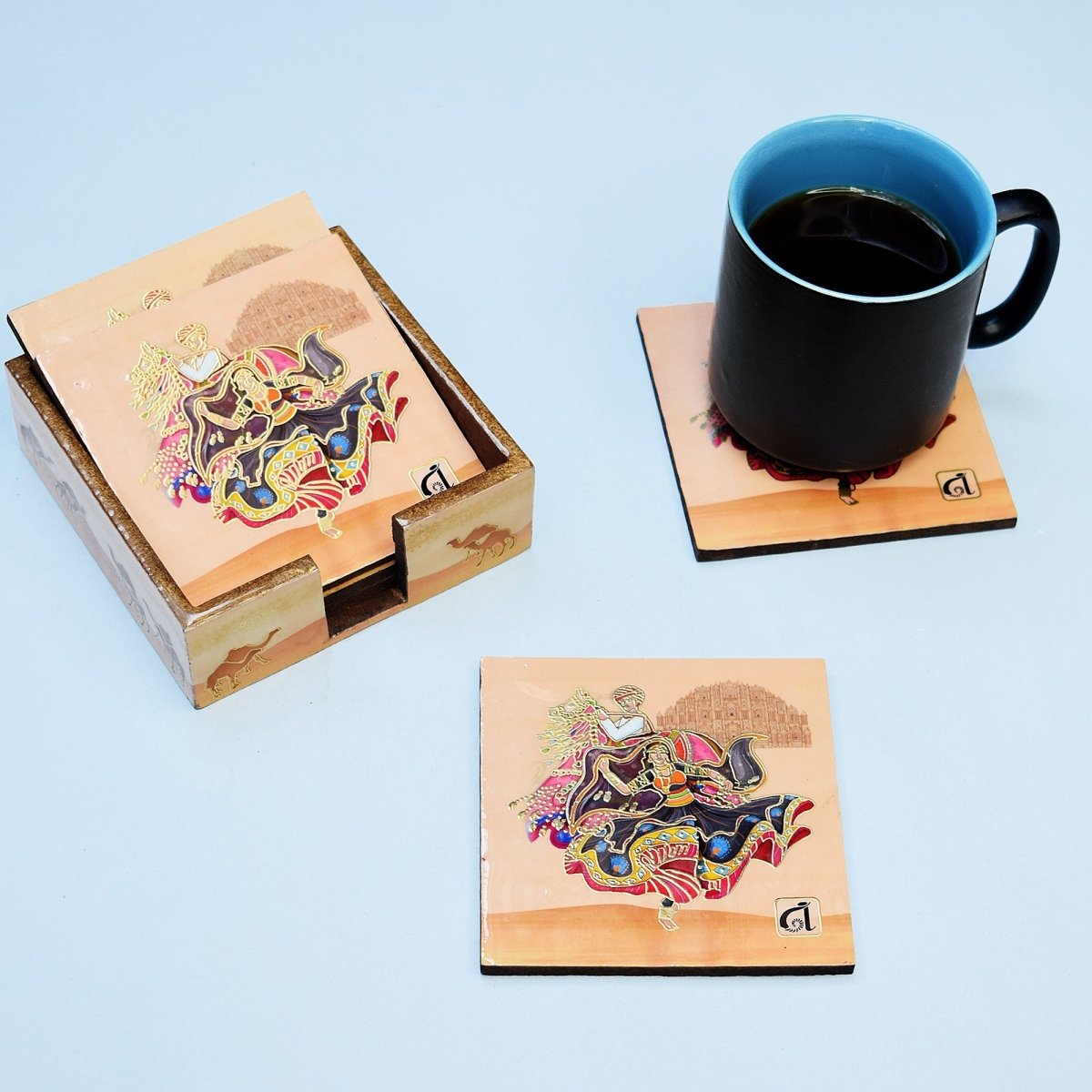 Jaipur Theme Coasters | Set of 6 with Holder | Verified Sustainable by Brown Living™