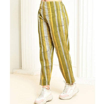 Jasmine Green Handprinted Women's Cotton Pant | Verified Sustainable by Brown Living™