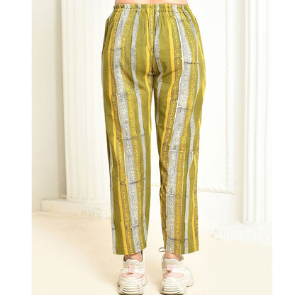 Jasmine Green Handprinted Women's Cotton Pant | Verified Sustainable by Brown Living™