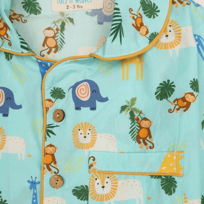100% Cotton Jungle Jammies Kids Collar Night Suit Set – Kids Nightwear on Brown Living™. SKU: JJS23K1. Img 6.