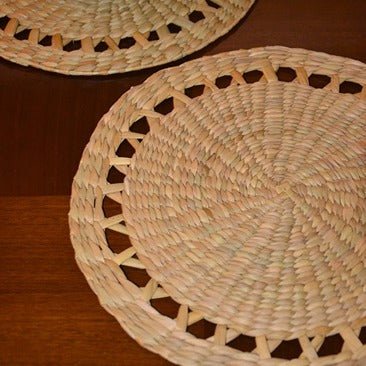 Kauna Round Placemats - Natural (Set of 2) – Table Linens on Brown Living™. SKU: KARMAT023A. Img 3.