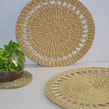 Kauna Round Placemats - Natural (Set of 2) – Table Linens on Brown Living™. SKU: KARMAT023A. Img 5.