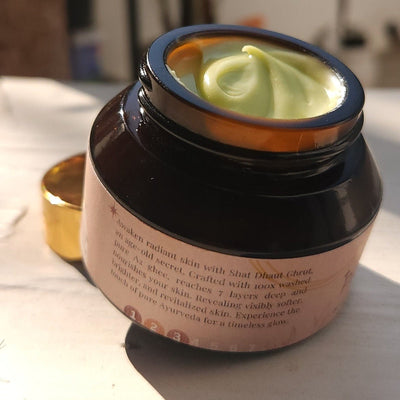 Kesar Infused Pure Ghee Emulsion - Shat Dhaut Ghrit – Body Lotion on Brown Living™. SKU: KPG - E30. Img 8.