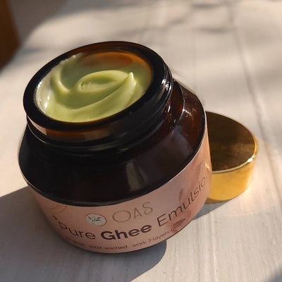 Kesar Infused Pure Ghee Emulsion - Shat Dhaut Ghrit – Body Lotion on Brown Living™. SKU: KPG - E30. Img 2.