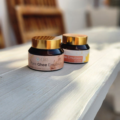 Kesar Infused Pure Ghee Emulsion - Shat Dhaut Ghrit – Body Lotion on Brown Living™. SKU: KPG - E30. Img 6.