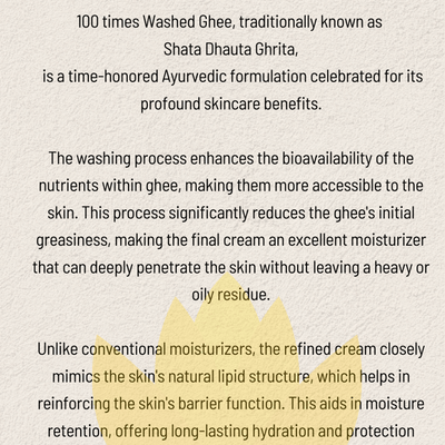 Kesar Infused Pure Ghee Emulsion - Shat Dhaut Ghrit – Body Lotion on Brown Living™. SKU: KPG - E30. Img 4.