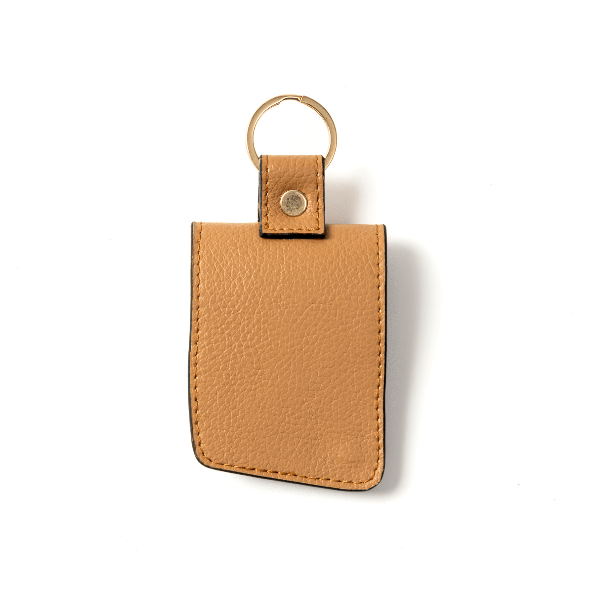 Keychain with Name Tag Pocket – Plant Leather & Printed Cork (Caramel) | Verified Sustainable by Brown Living™