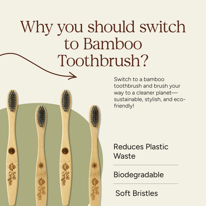 Kids Bamboo Toothbrush | Soft Bristles | Set of 2 | Verified Sustainable by Brown Living™