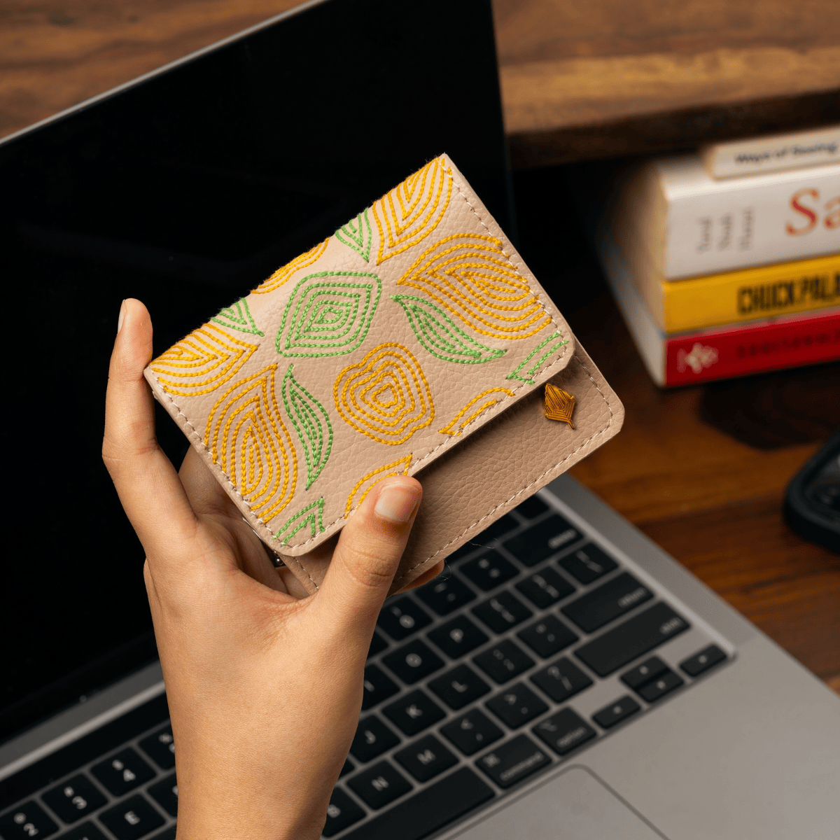 Lana - Cactus Leather Cardholder (Almond) | Verified Sustainable by Brown Living™