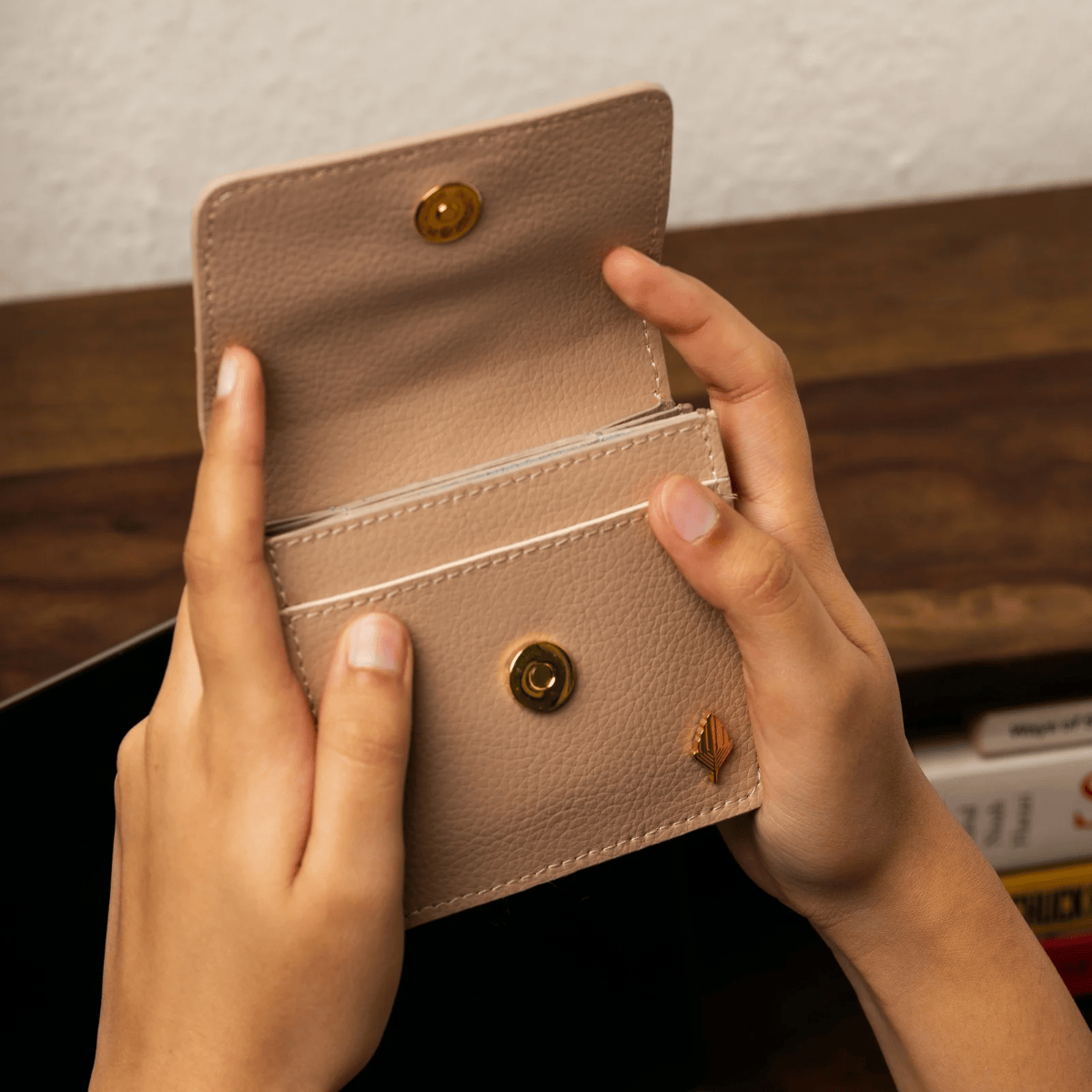 Lana - Cactus Leather Cardholder (Almond) | Verified Sustainable by Brown Living™