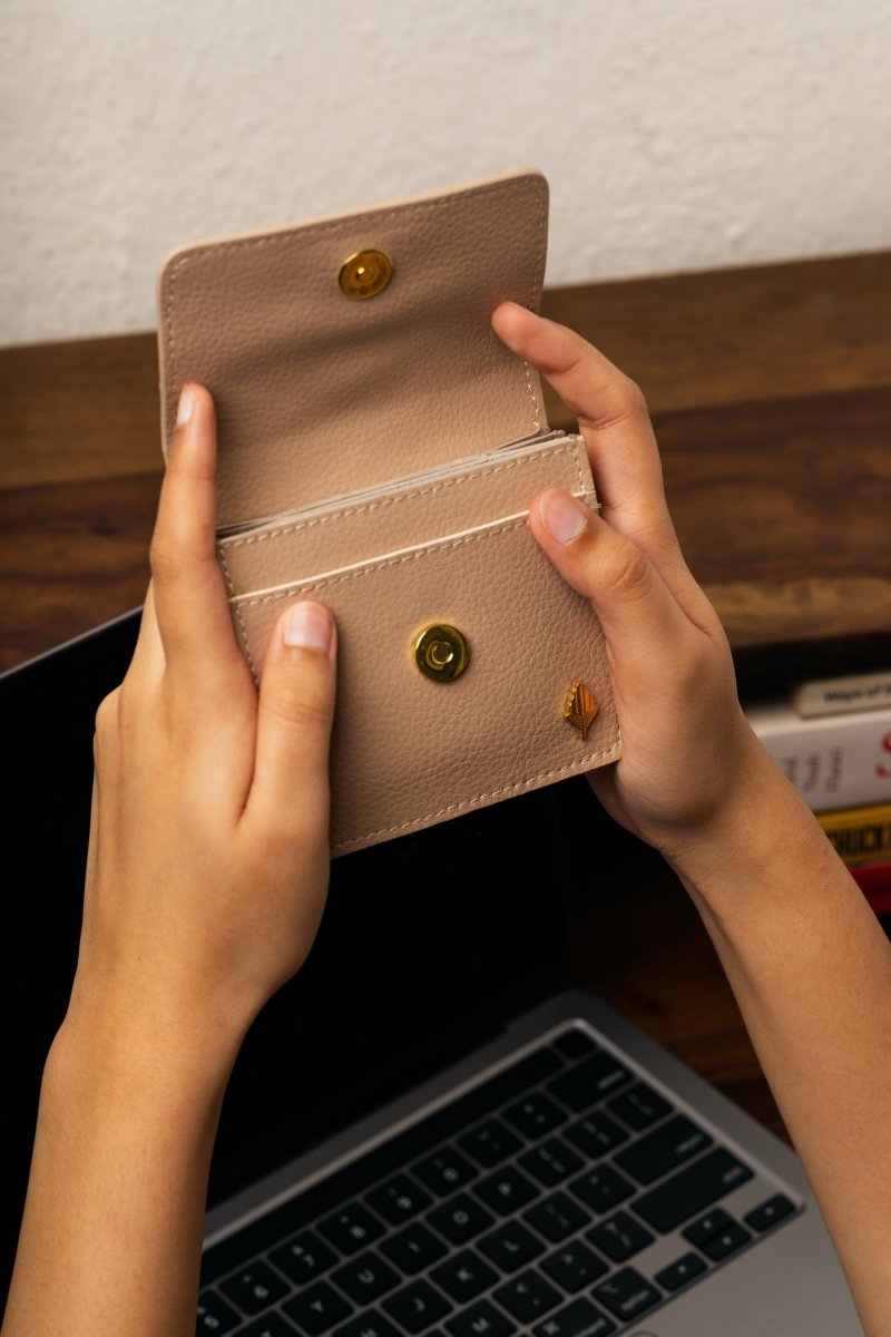 Lana - Cactus Leather Cardholder (Almond) | Verified Sustainable by Brown Living™