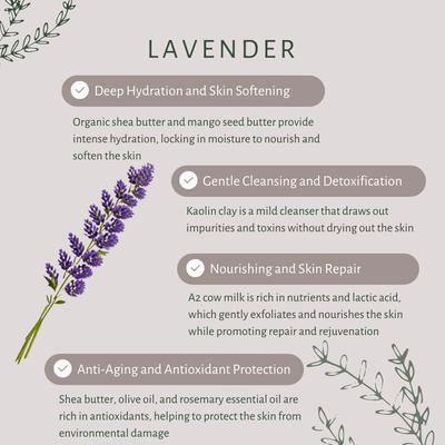 Lavender Bar Soap for Dry Skin with Honey, A2 Milk & Mango Butter – Body Soap on Brown Living™. SKU: S10003. Img 3.