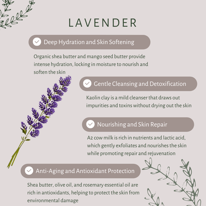 Lavender Bar Soap for Dry Skin with Honey, A2 Milk & Mango Butter | Verified Sustainable by Brown Living™