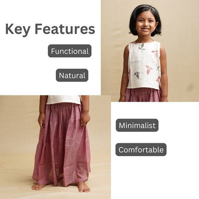 Leaf Print Crop Top with Long Skirt – Kids Daywear Sets by Saha available on Brown Living™. 3 - 4 years . SKU: SCGSC - 01. Img 5.