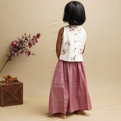 Leaf Print Crop Top with Long Skirt – Kids Daywear Sets by Saha available on Brown Living™. 3 - 4 years . SKU: SCGSC - 01. Img 30.