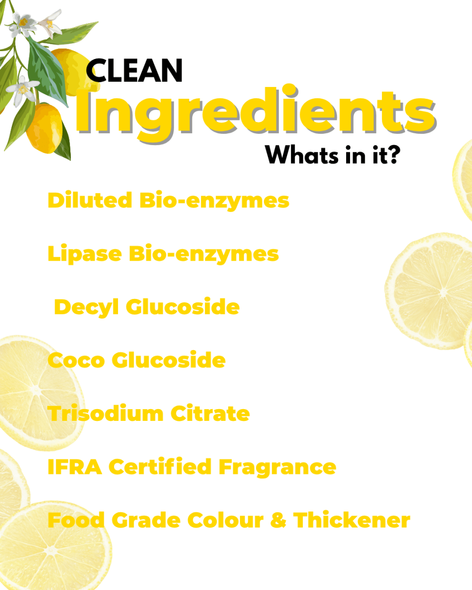 Lemon Bio Enzyme based Dish Wash Cleaner - 1 Litre | Verified Sustainable by Brown Living™