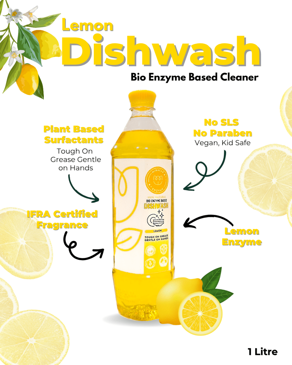 Lemon Bio Enzyme based Dish Wash Cleaner - 1 Litre | Verified Sustainable by Brown Living™