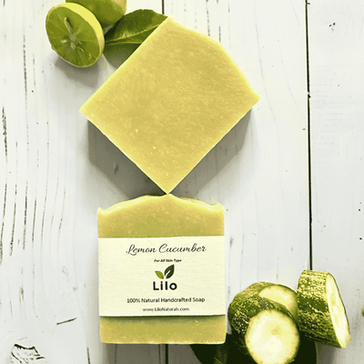 Lemon Cucumber Bar Soap for All Skin with Olive & Coconut Oil – Body Soap on Brown Living™. SKU: S10006. Img 1.
