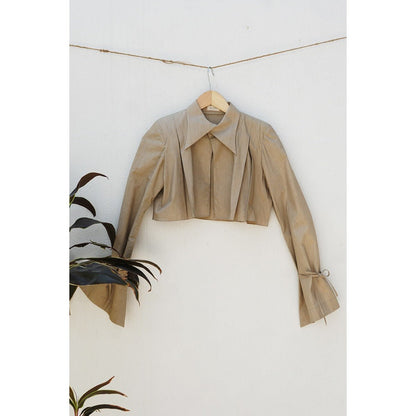 Level Up Shirt Jacket - Bell Sleeves, Inverted Pleat Bck And Front | Verified Sustainable by Brown Living™