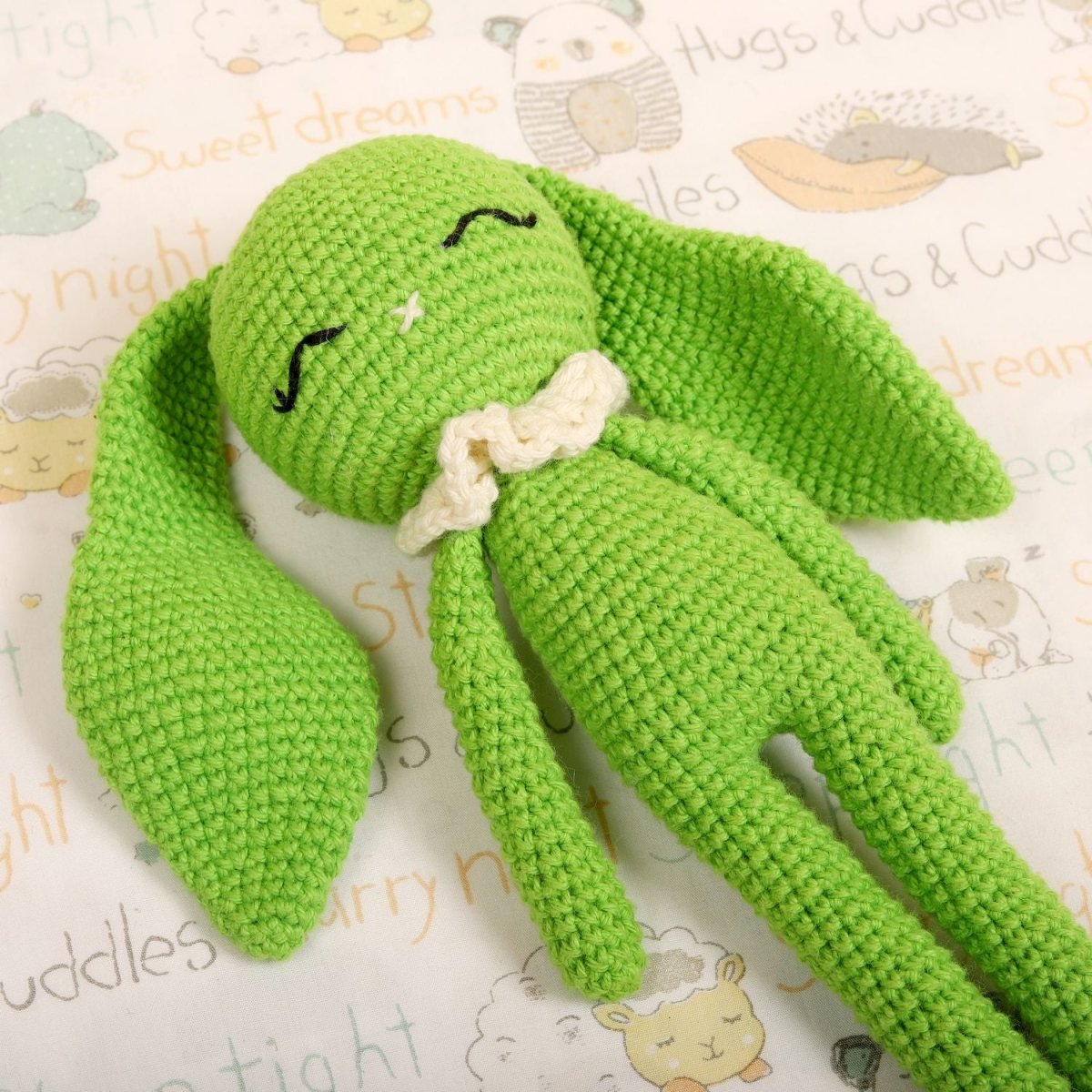 Lime Green Hopper the Bunny – Crochet Doll for Kids – Dolls & Dollhouses by Bombay Toy Company available on Brown Living™. . SKU: CHBGR. Img 2.