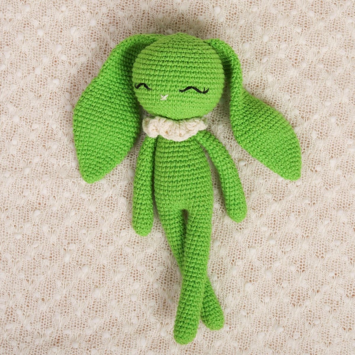 Lime Green Hopper the Bunny – Crochet Doll for Kids – Dolls & Dollhouses by Bombay Toy Company available on Brown Living™. . SKU: CHBGR. Img 3.