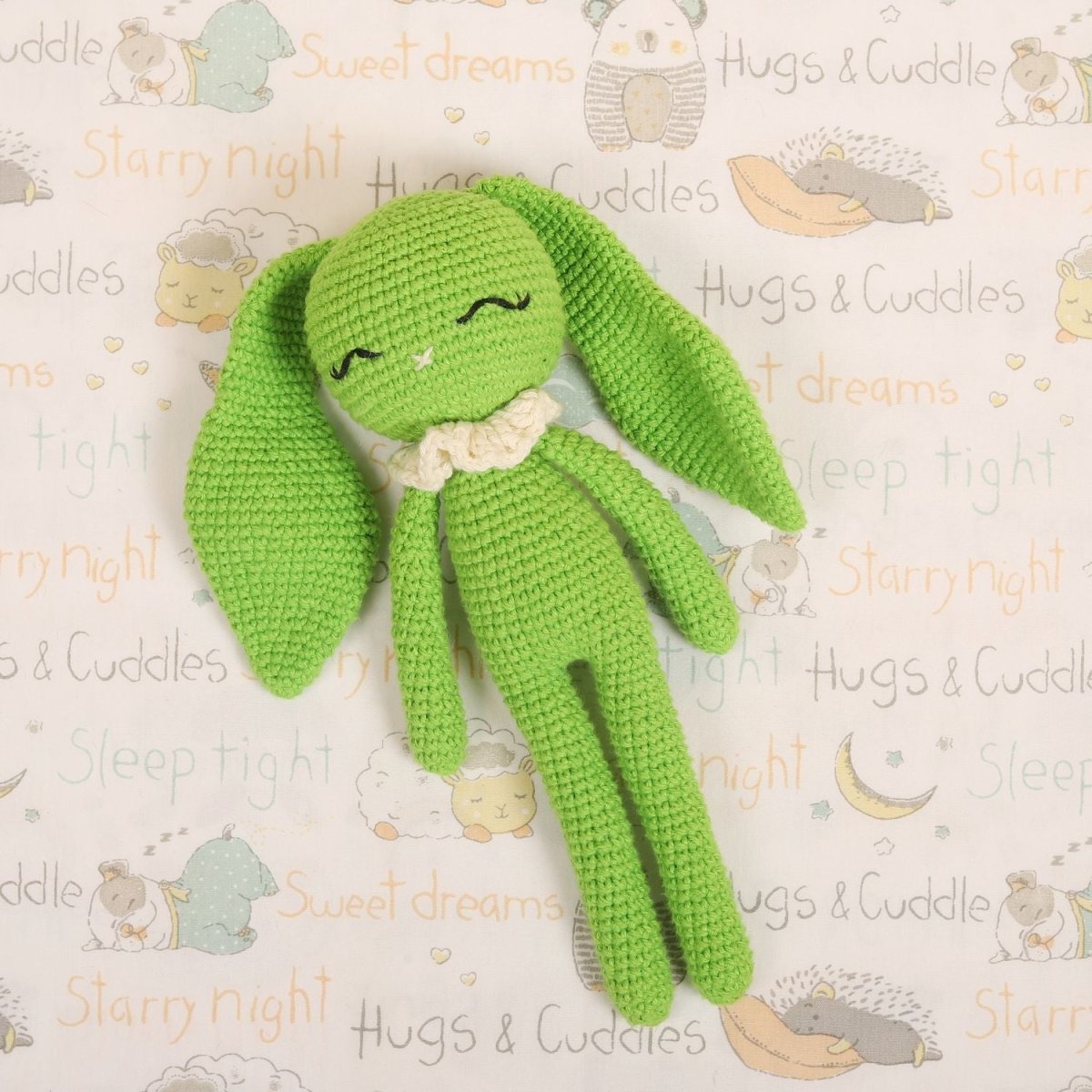 Lime Green Hopper the Bunny – Crochet Doll for Kids – Dolls & Dollhouses by Bombay Toy Company available on Brown Living™. . SKU: CHBGR. Img 1.