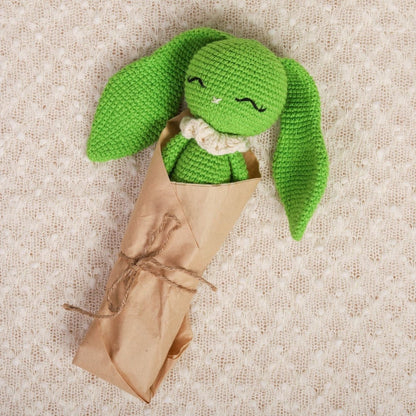 Lime Green Hopper the Bunny – Crochet Doll for Kids – Dolls & Dollhouses by Bombay Toy Company available on Brown Living™. . SKU: CHBGR. Img 4.