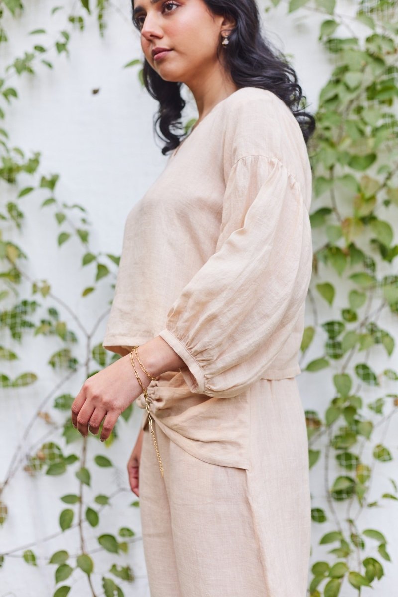 Linen Brick Lane Blouse - Beige | Verified Sustainable by Brown Living™