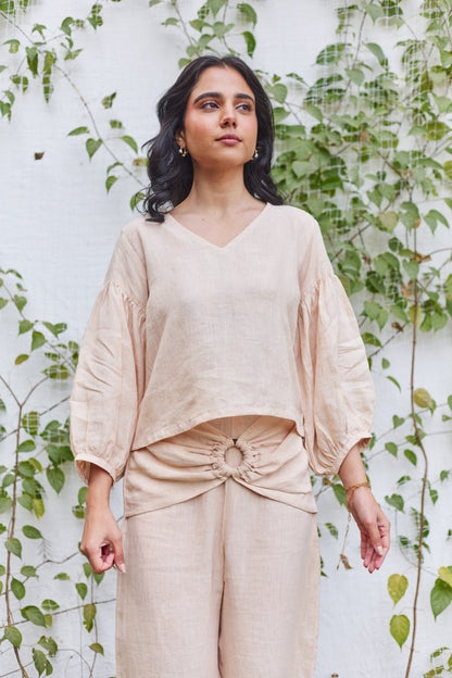 Linen Brick Lane Blouse - Beige | Verified Sustainable by Brown Living™