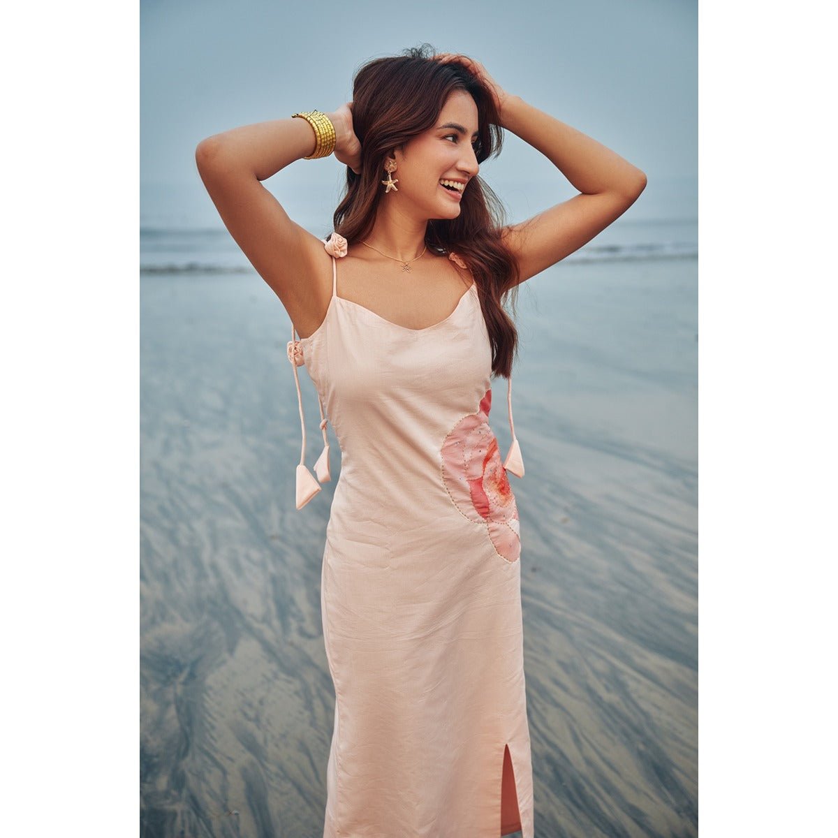 Long Rose Dress – Elegant Floral Summer Wear | Verified Sustainable by Brown Living™