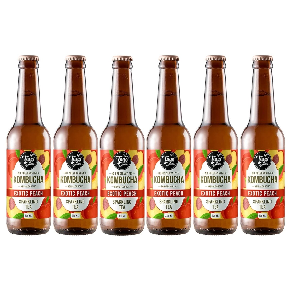 Low Sugar Exotic Peach Kombucha - 330ml ( Pack of 6) | Verified Sustainable by Brown Living™