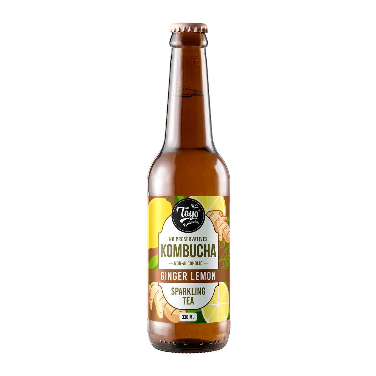 Low Sugar Ginger Lemon Kombucha - 330ml | Verified Sustainable by Brown Living™