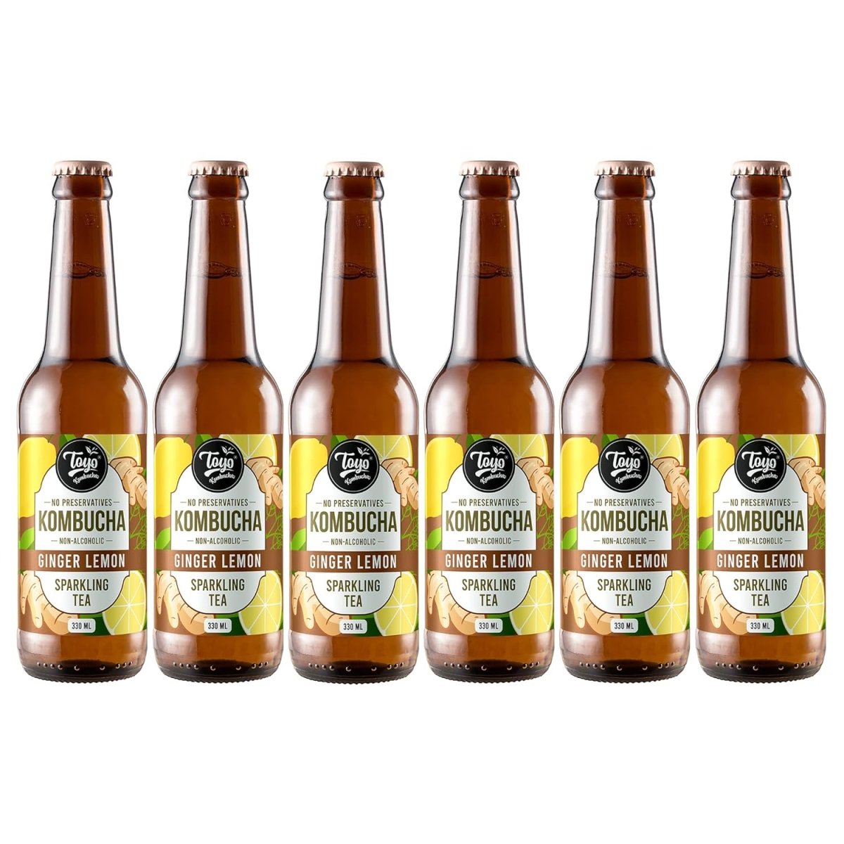 Low Sugar Ginger Lemon Kombucha - 330ml ( Pack of 6) | Verified Sustainable by Brown Living™