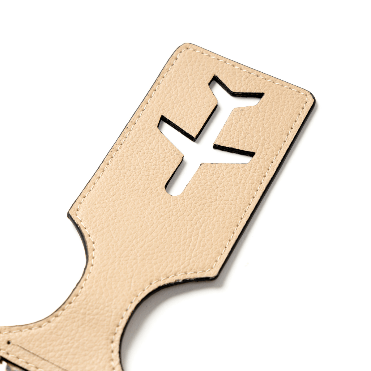 Luggage Tag with Aeroplane Cutout – Plant Leather & Printed Cork (Almond) | Verified Sustainable by Brown Living™