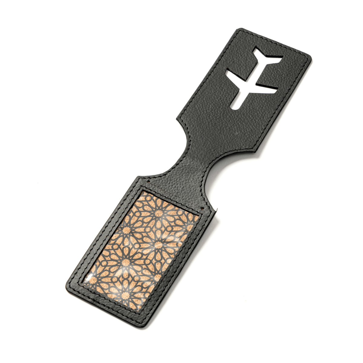 Luggage Tag with Aeroplane Cutout – Plant Leather & Printed Cork (Black) | Verified Sustainable by Brown Living™