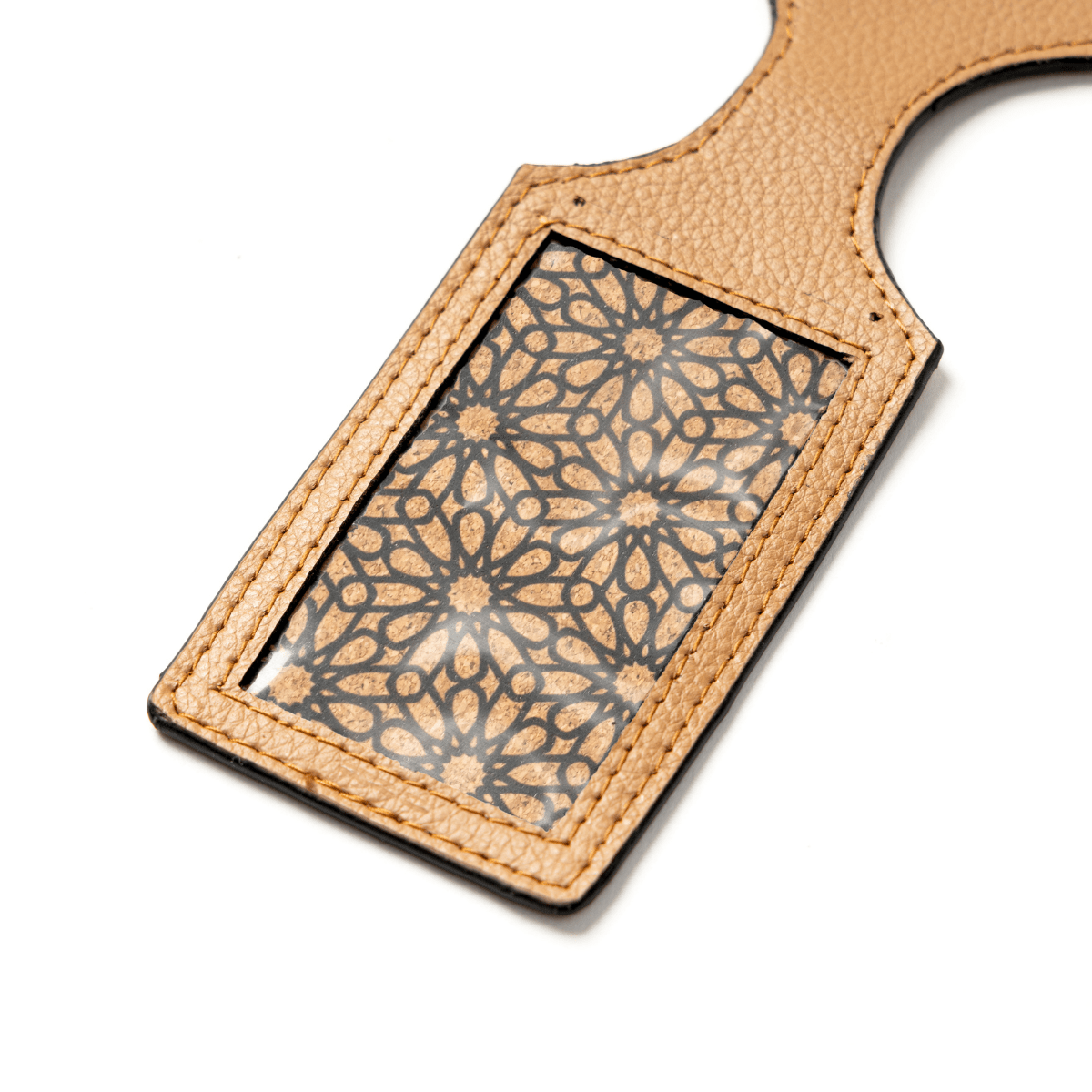 Luggage Tag with Aeroplane Cutout – Plant Leather & Printed Cork (Caramel) | Verified Sustainable by Brown Living™