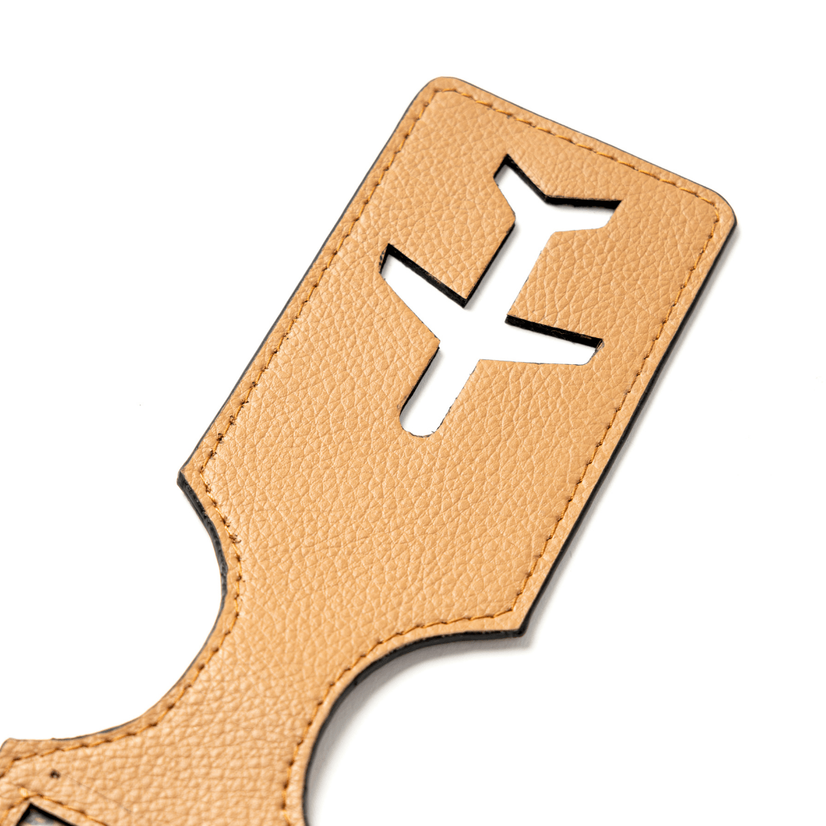 Luggage Tag with Aeroplane Cutout – Plant Leather & Printed Cork (Caramel) | Verified Sustainable by Brown Living™