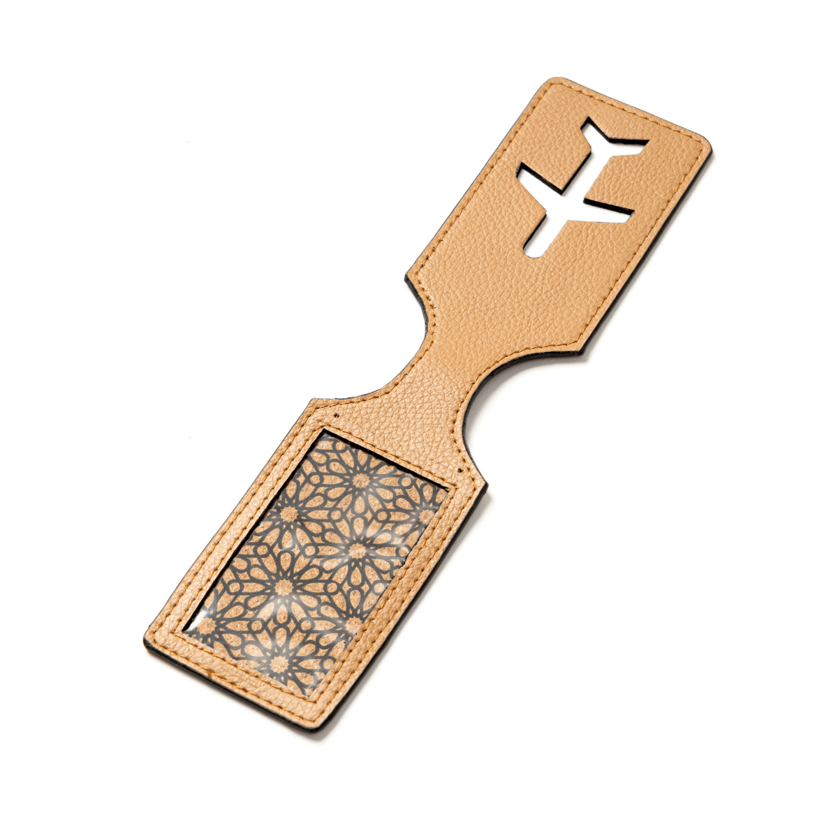Luggage Tag with Aeroplane Cutout – Plant Leather & Printed Cork (Caramel) | Verified Sustainable by Brown Living™