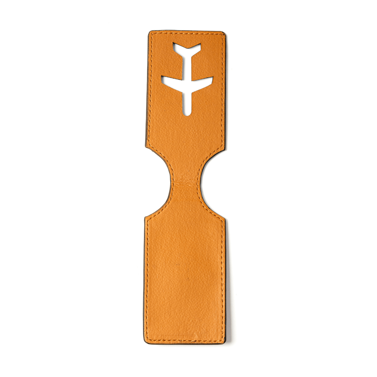 Luggage Tag with Aeroplane Cutout – Plant Leather & Printed Cork (Tan Matt) | Verified Sustainable by Brown Living™