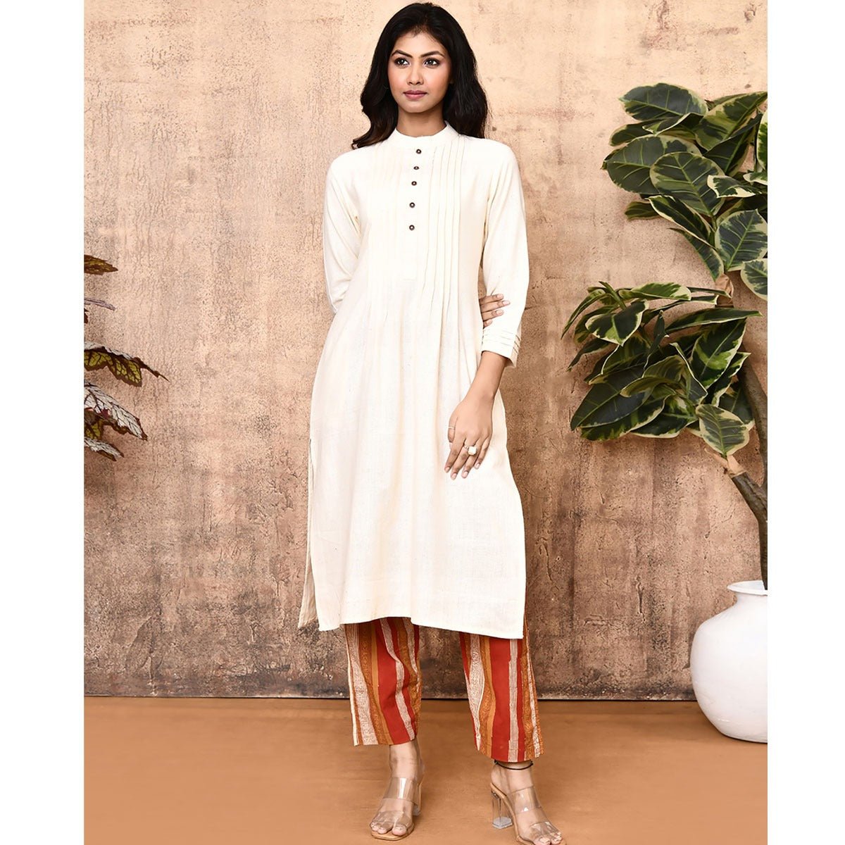 Luna Off White Handloom Kurta Set | Verified Sustainable by Brown Living™