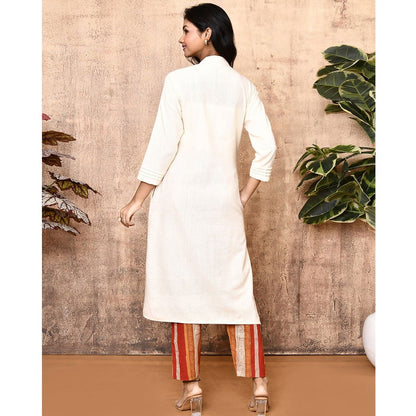 Luna Off White Handloom Kurta Set | Verified Sustainable by Brown Living™