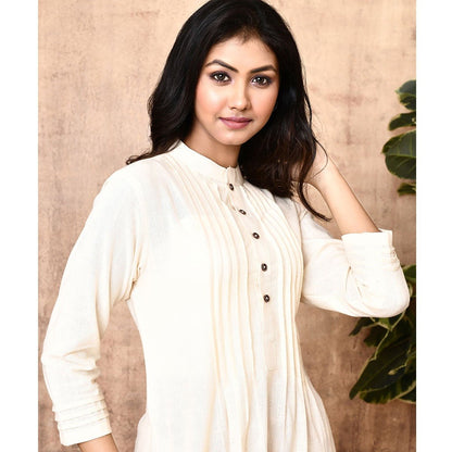 Luna Off White Handloom Kurta Set | Verified Sustainable by Brown Living™