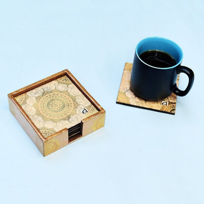 Luxury Gold Foil Coasters | Set of 6 with Holder | Verified Sustainable by Brown Living™