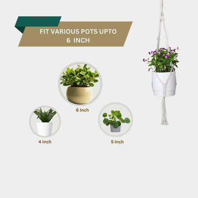 Macrame Cotton Plant Holder for Home & Garden Pack of 2 – Home Decor on Brown Living™. SKU: MA/ME/P2. Img 5.