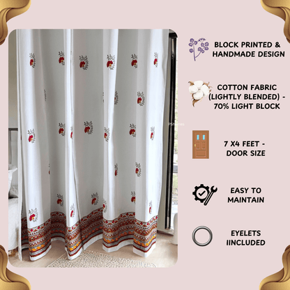 Madhubani Cotton Door Curtain 7x 4 ft (Set of 2) | Verified Sustainable by Brown Living™