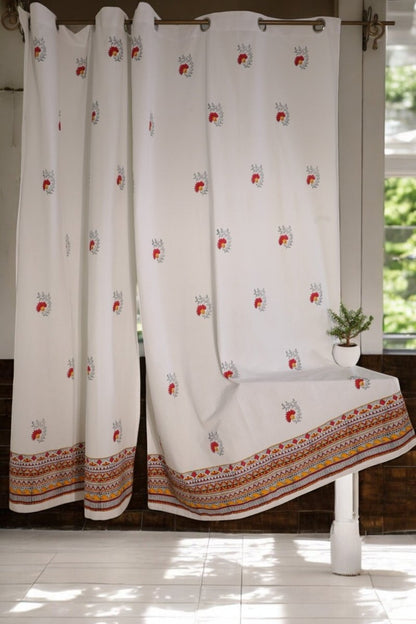 Madhubani Cotton Door Curtain - Set of 2 (7 x 4 ft) – Curtains by Playful stitches available on Brown Living™. . SKU: CURMADHUBANI7FEET. Img 13.