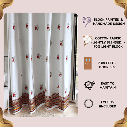 Madhubani Cotton Door Curtain - Set of 2 (7 x 4 ft) – Curtains by Playful stitches available on Brown Living™. . SKU: CURMADHUBANI7FEET. Img 7.